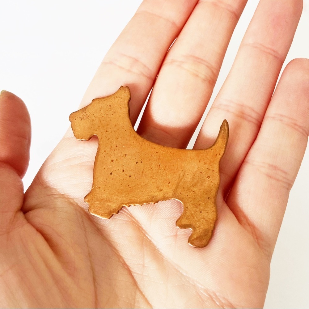 Vintage solid copper Scotty dog brooch pin - Picture 3 of 5
